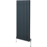 Monster-shop - Röhrenheizkörper Oval & Chrom Thermostatventile Modern Anthrazitgrau 1600 x 600mm von MONSTER-SHOP