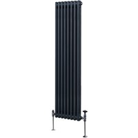Traditioneller 2-Spalten-Heizkörper 1800 x 382mm Vertikaler Wandheizkörper Matt Anthrazit Grau Kohlenstoffstahl Wohn- Badezimmer Küche [Inkl. von MONSTER-SHOP