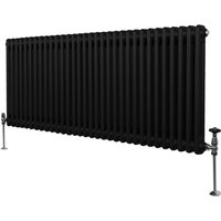 Traditioneller 2-Spalten-Heizkörper Zentralheizung Horizontal Schwarz 600x1462mm von MONSTER-SHOP