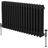 Monster-shop - Traditioneller 3-Spalten-Heizkörper 600 x 832mm Horizontaler Wandheizkörper Matt Schwarz Kohlenstoffstahl Wohn- Badezimmer Küche von MONSTER-SHOP