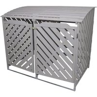 Mülltonnenverkleidung 2er Tonnen Mülltonenbox Mülltonnenschrank Mülltonne Abdeckung Verkleidung Garten grau gewaschen von MONSTER-SHOP