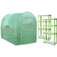 Polytunnel mit Folie und Regale Gewächshaus Treibhaus Tomatenhaus Pflanzenhaus Folientunnel 19mm 4m x 2m von MONSTER-SHOP