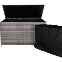 Rattan Kissenbox Große 138cm 582L Auflagenbox Gartenbox Outdoor Gartentruhe Grau von MONSTER SHOP