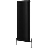 Traditioneller 2-Spalten-Heizkörper 1800 x 562mm Vertikaler Wandheizkörper Matt Schwarz Kohlenstoffstahl Wohn- Badezimmer Küche [Inkl. von MONSTER-SHOP