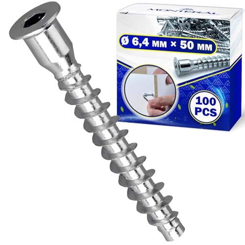 100 Piezas Tornillo de Montaje Ø 6,4 mm x 50 mm para Unir Muebles - Tornillos de Unión para Muebles - MONTERAL 100 Piezas Tornillo de Montaje Ø 6,4 mm x 50 mm para Unir Muebles - Tornillos de Unión para Muebles - MONTERAL von MONTERAL