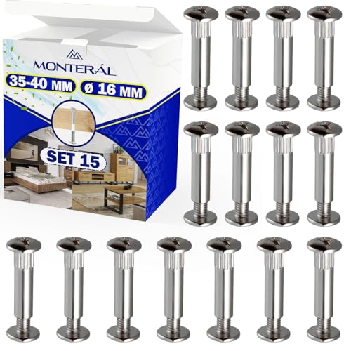 15 Stück Verbindungsschrauben für Möbelschränke 35-40 mm Ø 16 mm - 10 Jahre Garantie MONTERAL 15 Stück Verbindungsschrauben für Möbelschränke 35-40 mm Ø 16 mm - 10 Jahre Garantie MONTERAL von MONTERAL