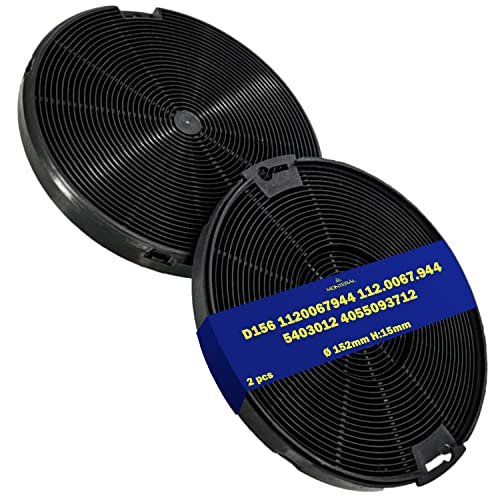 2 Stück Aktivkohlefilter für Dunstabzugshaube Ø 152 mm H 15 mm geeignet für Faber für Franke für Ikea für SMEG D156 1120067944 112.0067.944 5403012 10 Jahre Garantie - Monteral von MONTERAL