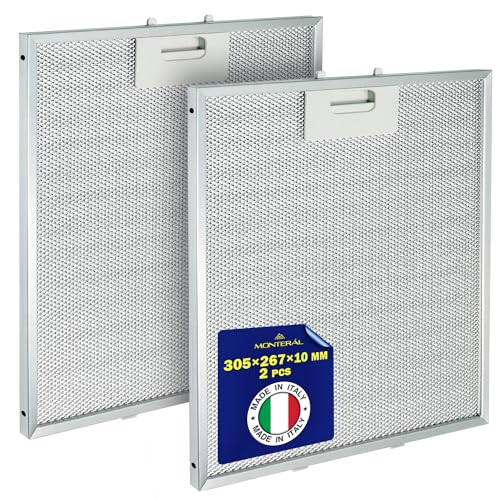 2 Stück Aluminium Metallfilter Dunstabzugshaube 305 x 267 x 10 mm mit dem Originalcode GRI0144264A für Elica - MADE IN ITALY - Garantie 10 Jahre - MONTERAL von MONTERAL