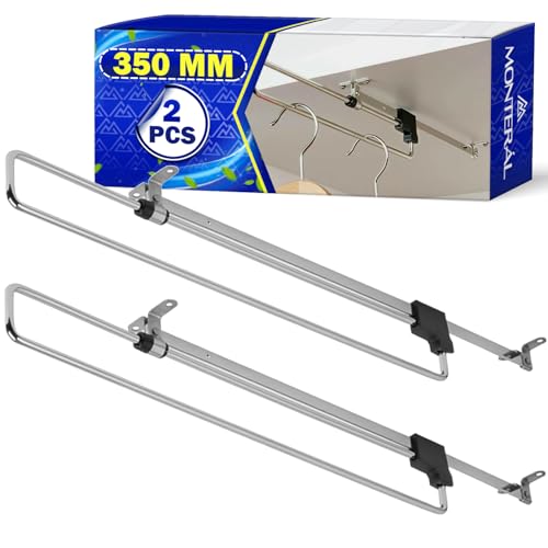 2 Stück Kleiderstange Ausziehbar Schrank 350 mm - Ausziehbare Kleiderstange aus Stahl Gefertigt Geeignet für Verschiedene Schränke Typen - Garantie 10 Jahre - MONTERAL von MONTERAL