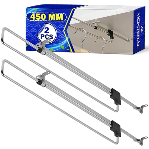 2 Stück Kleiderstange Ausziehbar Schrank 450 mm - Ausziehbare Kleiderstange aus Stahl Gefertigt Geeignet für Verschiedene Schränke Typen - Garantie 10 Jahre - MONTERAL von MONTERAL