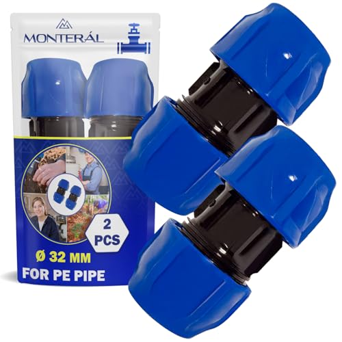 2 Stück Muffe Klemmverbinder Ø 32 mm aus Polypropylen PP Fitting für die Verbindung von Polyethylen PE Rohr - MONTERAL von MONTERAL