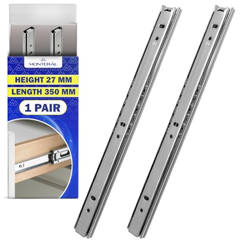 1 Paar Kugelgelagerte Schubladenschienen 350mm x H 27 mm - Teleskopische Auszugsschienen Haben eine Teilausdehnung von 236 mm - Garantie 10 Jahre - MONTERAL von MONTERAL