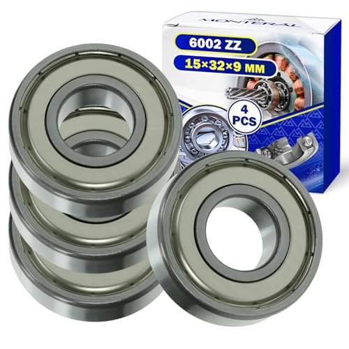 4 Stück Kugellager 6002 ZZ für Motor mit der Größe 15 x 32 x 9 mm. MONTERAL von MONTERAL