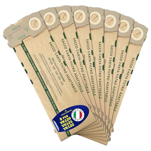 MONTERAL 8 Stück Staubsaugerbeutel für Vorwerk Kobold VK120 VK121 VK122 - HERGESTELLT IN ITALIEN - Garantie 10 Jahre von MONTERAL