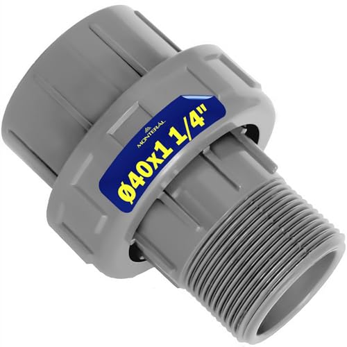 Abnehmbare Muffe PVC U Ø 40 mm x 1 1/4” Besteht aus 3 Teilen - Hat eine Klebeverbindung und Innengewinde - Garantie 10 Jahre - MONTERAL von MONTERAL