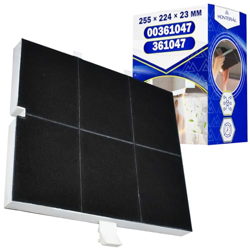Aktivkohlefilter für Dunstabzugshaube 255 x 224 x 23 mm 00361047 361047 für Bosch Gaggenau Bauknecht Siemens Neff Constructa Balay Garantie 10 Jahre - MONTERAL von MONTERAL