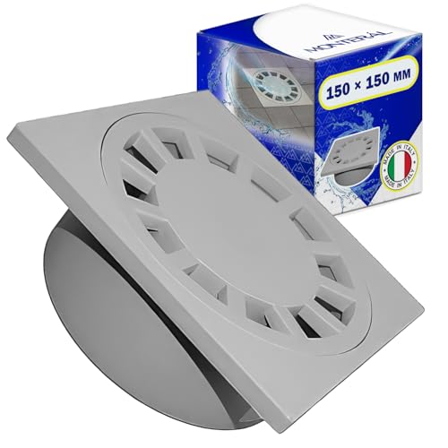 Bodenablauf 100 x 100 mm Vertikal mit Quadratischem Gitter - Garantie 10 Jahre - MADE IN ITALY - MONTERAL von MONTERAL