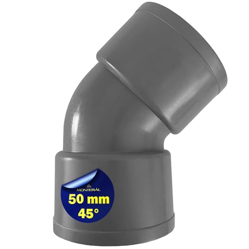 Bogen PVC U für Abflussrohr mit 45 Grad Winkel Ø 50 mm die Klebemuffe Wird zur Verbindung Zweier Rohre Verwendet - Garantie 10 Jahre - MONTERAL von MONTERAL