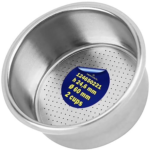 Kaffeefilter Edelstahl 2 Tasse in der Größe Ø 60 mm h-24,6 mm - mit dem Originalcode 124650221 Passend für alle Modelle für Saeco - Kaffeesieb für Als Siebträger Zubehör - Garantie 10 Jahre - MONTERAL von MONTERAL