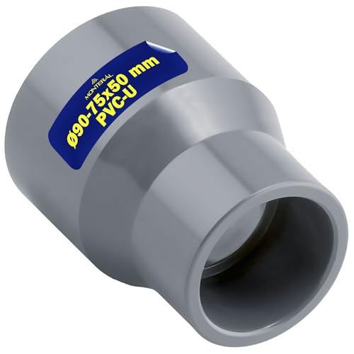 Konische Reduzierhülse PVC U mit Durchmesser Stecker Ø 50 mm und Buchse Ø 90-75 Hat Männliche und Weibliche Klebeverbindung - Garantie 10 Jahre - MONTERAL von MONTERAL