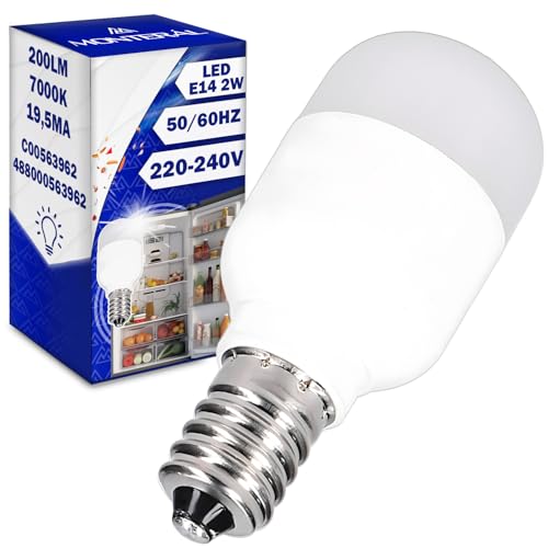 LED Lampe E14 für Kühlschrank mit Gefrierfach 2W 220-240V 50/60Hz 200Lm 7000K 19,5mA - MONTERAL von MONTERAL