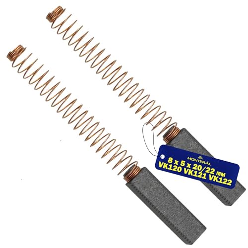 MONTERAL 2 Stück Kohlebürsten 8 x 5 x 20/22 mm für Staubsauger Motor H063 H063C für Vorwerk Kobold VK120 VK121 VK122 von MONTERAL