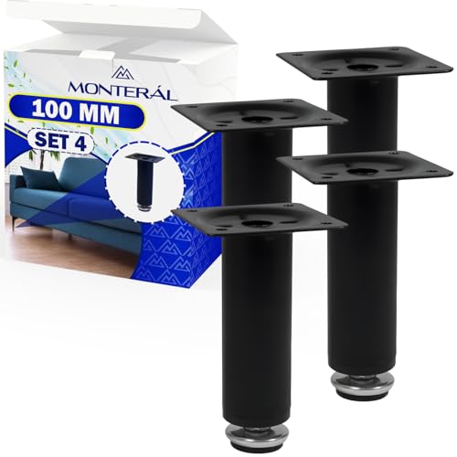 MONTERAL 4 Stück Möbelbeine, mattschwarz, 100 mm – 10 Jahre Garantie MONTERAL 4 Stück Möbelbeine, mattschwarz, 100 mm – 10 Jahre Garantie von MONTERAL