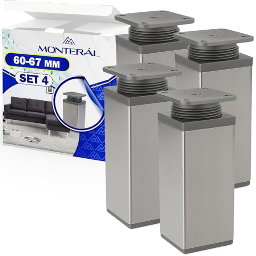 MONTERAL 4 Stück Möbelfüße von 60-67 mm - stahlfarben - 10 Jahre Garantie MONTERAL 4 Stück Möbelfüße von 60-67 mm - stahlfarben - 10 Jahre Garantie von MONTERAL