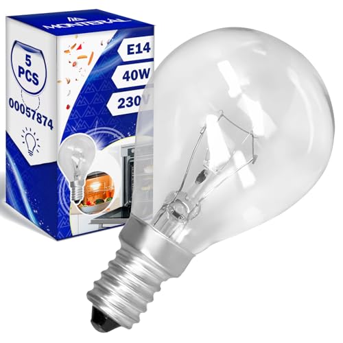 MONTERAL 5 Stück Backofenlampe E14 40W 230V 300°С mit dem Originalcode 00057874 057874 für Bosch für Siemens 5027989000/3 50279890003 für Electrolux für AEG von MONTERAL