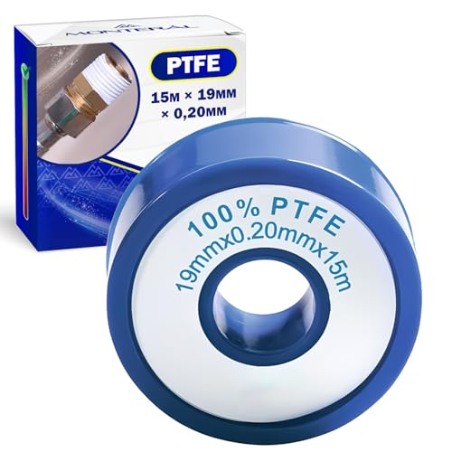 MONTERAL PTFE Teflonband Gewindedichtband 15m x 19mm x 0,20mm Wird in der Sanitären Technik zum Abdichten von Rohrgewinden und Fittings Verwendet von MONTERAL