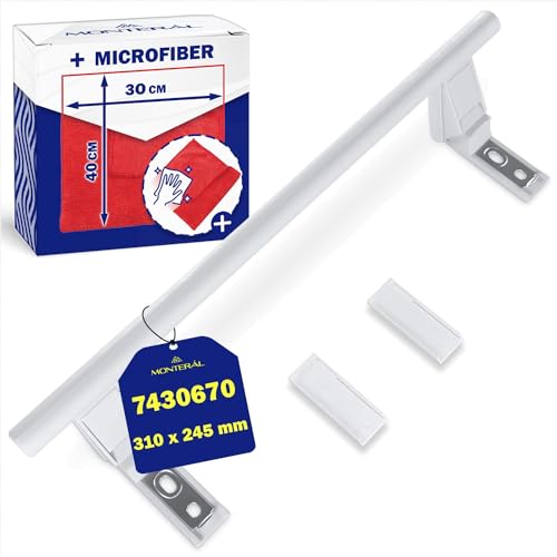 MONTERAL Türgriff für Kühlschrank und Gefrierschrank mit 2 Stopfen mit Originalcode 743067000 7430670 für Liebherr – Set mit einem Mikrofasertuch von MONTERAL