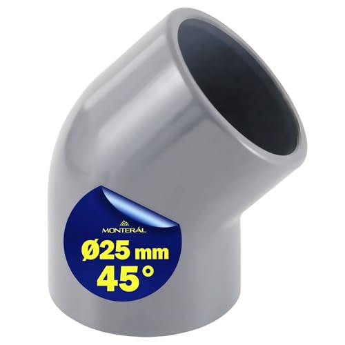 Rohrverbinder PVC U mit 45 Grad Winkel Ø 25 mm die Klebemuffe Wird zur Verbindung Zweier Rohre Verwendet - Garantie 10 Jahre - MONTERAL von MONTERAL