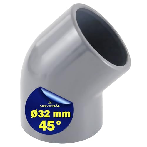 Rohrverbinder PVC U mit 45 Grad Winkel Ø 32 mm die Klebemuffe Wird zur Verbindung Zweier Rohre Verwendet - Garantie 10 Jahre - MONTERAL von MONTERAL