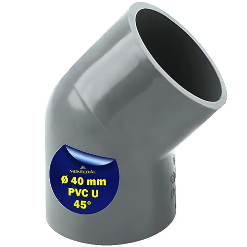 Rohrverbinder PVC U mit 45 Grad Winkel Ø 40 mm - Klebemuffe von Zwei Rohre - Garantie 10 Jahre - MONTERAL von MONTERAL