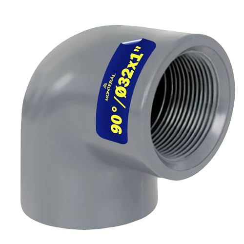 Rohrverbinder PVC U mit 90 Grad Winkel Ø 32 mm x 1” Hat eine Klebeverbindung und Innengewinde - Garantie 10 Jahre - MONTERAL von MONTERAL