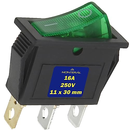 Schalter Einpoliger Grün Leuchtend 250V 16A 3 Tasten 6,3mm 11 x 30 mm Schwarzes Gehäuse Garantie 10 Jahre - MONTERAL Schalter Einpoliger Grün Leuchtend 250V 16A 3 Tasten 6,3mm 11 x 30 mm Schwarzes Gehäuse Garantie 10 Jahre - MONTERAL von MONTERAL