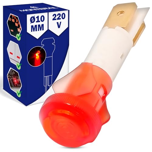 Signalleuchte LED 220V Runder Kopf Ø 10 mm Kontrollleuchte Farbe Rot Garantie 10 Jahre - MONTERAL von MONTERAL