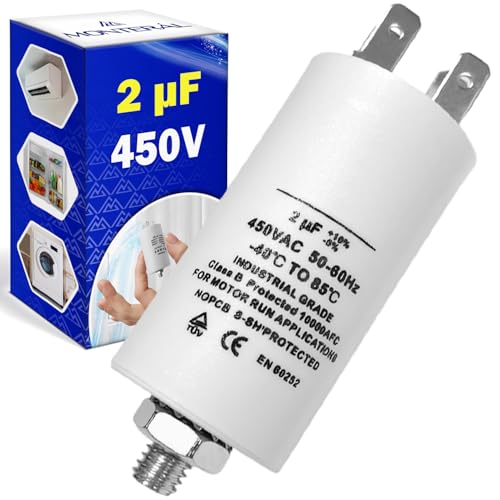 Universal Kondensator 2µf mit Spannung 450V Anlaufkondensator mit Frequenz 50/60Hz mit einer Betriebstemperatur von -40 bis +85°C - MONTERAL Universal Kondensator 2µf mit Spannung 450V Anlaufkondensator mit Frequenz 50/60Hz mit einer Betriebstemperatur von -40 bis +85°C - MONTERAL von MONTERAL