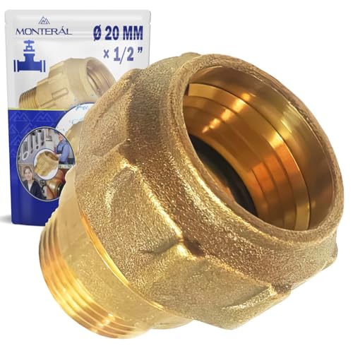 Verbinder aus Messing mit Außengewinde Ø 20 mm x 1/2" für Rohre - MONTERAL von MONTERAL