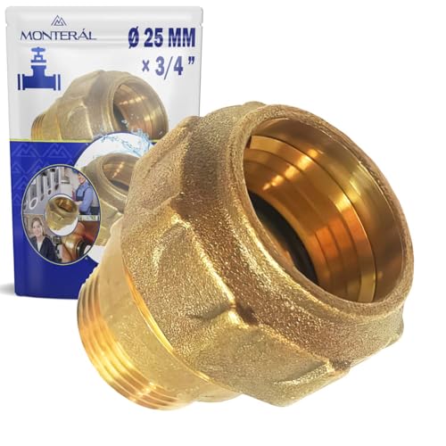 Verbinder aus Messing mit Außengewinde Ø 25 mm x 3/4" für Rohre - MONTERAL Verbinder aus Messing mit Außengewinde Ø 25 mm x 3/4" für Rohre - MONTERAL von MONTERAL