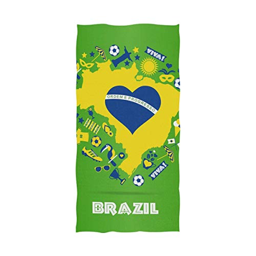 MONTOJ Brasilien Landkarte und Elemente Muster Handtuch Weiche Baumwolle Extra Groß Badetuch Schnell trocknend von MONTOJ