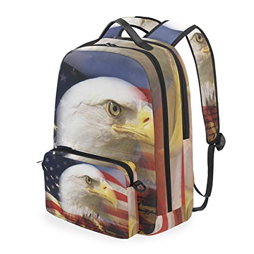 MONTOJ Campus Rucksack Adler mit amerikanischer Flagge und abnehmbarer Kreuztasche von MONTOJ