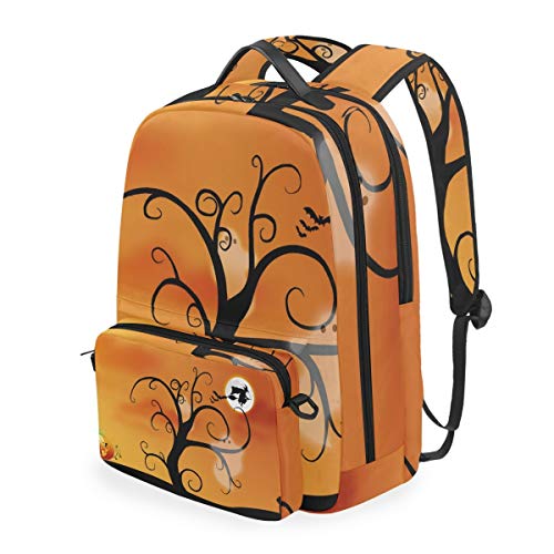 MONTOJ Campus-Rucksack mit Halloween-Zauberer-Motiv, abnehmbare Kreuztasche von MONTOJ