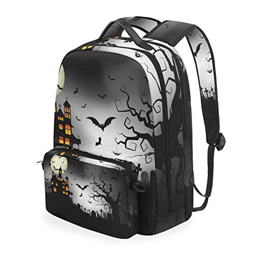 MONTOJ Gruseliger Halloween-Hintergrund Campus Rucksack mit abnehmbarer Kreuztasche von MONTOJ