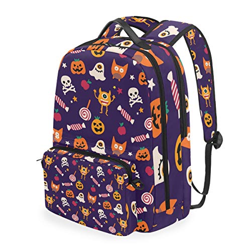 MONTOJ Halloween Kürbis Candy Ghosts Campus Rucksack mit abnehmbarer Kreuztasche von MONTOJ