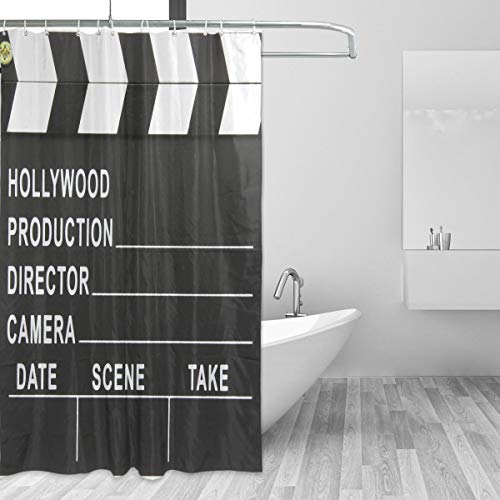 MONTOJ Movie Cinema Lapper Board Home Decor Duschvorhang Badvorhang Stoff Badezimmer Dekor Set mit Haken 177,8 cm langlebig und super wasserdicht 1 Panel 167,6 x 182,9 cm von MONTOJ