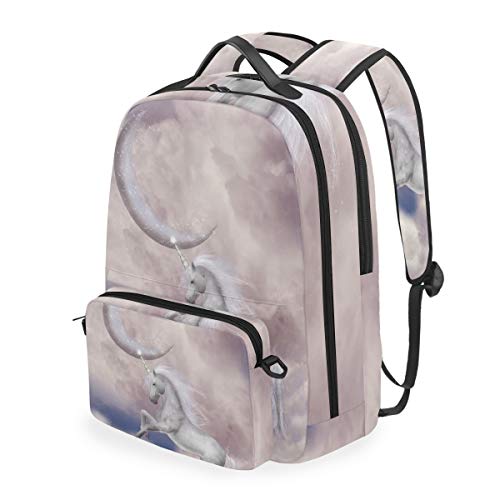 MONTOJ Pinkes Einhorn mit Mond Campus Rucksack mit abnehmbarer Kreuztasche von MONTOJ