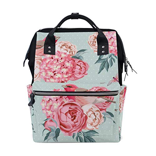 MONTOJ Reise-Rucksack mit Vögeln und Blumen, Segeltuch von MONTOJ