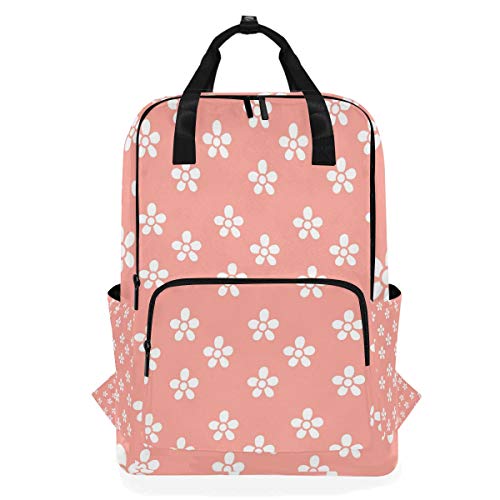 MONTOJ Reiserucksack, Weiß mit kleinen Blumen und orangefarbenem Hintergrund von MONTOJ