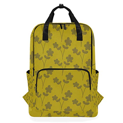 MONTOJ Reiserucksack, braun, kleine Blumen, goldfarbener Hintergrund von MONTOJ